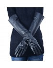 Damskie ze sztucznej skóry łokcia rękawiczki zimowe długie rękawiczki ciepłe wyłożona palec rękawiczki nowe YP9