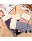 Rękawiczki damskie zimowe wełniane rękawiczki z dzianiny ekran dotykowy rękawiczki utrzymać ciepłe kobiet zimowe pełne palec pas
