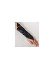 Koronka długie rękawiczki czarne frezowanie Stretch bez palców haftowane rękawice Retro Gothic