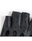Wygodne 1 para moda pół palca jazdy rękawiczki damskie PU skórzane rękawiczki bez palców dla kobiet czarny