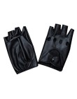 Wygodne 1 para moda pół palca jazdy rękawiczki damskie PU skórzane rękawiczki bez palców dla kobiet czarny