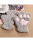 1 para prześmieszny Kawaii zima rękawiczki dla kobiet Lady dziewczyny ciepłe rękawiczki śliczne bez palców puszyste niedźwiedź k