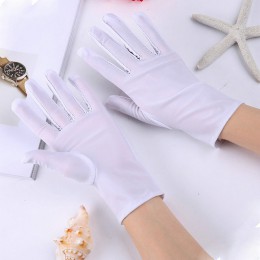 Tanie kobiety na rękę zwykły biały wydajność rękawiczki krótkie kelnerka rękawiczki białe sposób uroczyste rękawiczki dla pań