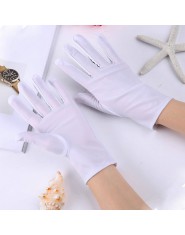 Tanie kobiety na rękę zwykły biały wydajność rękawiczki krótkie kelnerka rękawiczki białe sposób uroczyste rękawiczki dla pań
