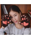 1 para prześmieszny Kawaii zima rękawiczki dla kobiet Lady dziewczyny ciepłe rękawiczki śliczne bez palców puszyste niedźwiedź k