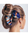 Modna szyfonowa elastyczna gumka do włosów dla kobiet z kokardą oryginalne wzory zdobiąca perła ozdobna chusta