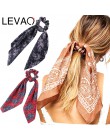 LEVAO kwiatowy Print Scrunchie do włosów dla kobiet szalik elastyczna czeski pałąk łuk włosów gumowe liny dziewczyny opaski do w