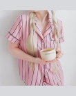 RUGOD Lato 2018 New Fashion Kobiety Piżamy Skręcić w dół Kołnierz Piżamy 2 Dwuczęściowy Zestaw Koszula + Spodenki Paski dorywczo