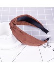 Koreański miękkie zamszowe wiązane Hairband jednolity kolor z pałąkiem na głowę dla kobiet pani wiosna lato Handmade Bowknot obr