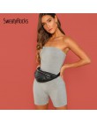 SweatyRocks Slim dopasowany stałe rury Romper bez rękawów Streetwear kobiet kombinezony 2019 lato kobiety Bodycon szary krótkie 