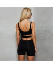 Kryptograficzny czarny Cut-Out Sexy Backless kombinezony Casual Fitness letni kombinezon bodycon kobiety moda ciało rozciągliwy 