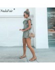 Nadafair lato kombinezony kobiety kombinezon krótkie bawełniane płótno na co dzień Ruffles elastyczny pas Sexy kombinezony kombi