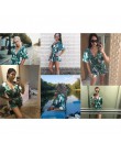 2018 głębokie V Neck letnie body kobiety zielone liście drukuj plaża Playsuit kobiet krótkie kombinezony kombinezon na co dzień 