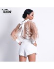 Yesexy 2019 kobiety Sexy O Neck przepuszczalność Top jednolity kolor krótki 2 sztuk zestaw Lace-Up muszka kombinezony krótki kom