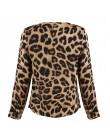 Vogue kobiety panie Leopard Print luźna z długim rękawem, dekolt w serek Sexy topy bluzki, żeński, moda koszule bluzki Top odzie