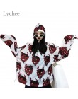Lychee Harajuku Demon drukuj lato kobiety bluzka Punk Gothic Casual luźna koszula z krótkim rękawem topy kobiet