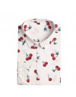 2019 Floral kobiety bluzki z długim rękawem koszula bawełniane koszule damskie wiśni na co dzień panie topy zwierząt drukuj bluz