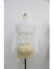Nowa bluzka damska seksowna przezroczysta biała koszula kobiet latarnia rękaw Crop Top Polka Dot głębokie dekolt w serek zasznur