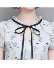 Nowy 2018 kwiatowy szyfonu bluzki damskie letnie bluzki i koszule łuk słodka bluzka damska odzież z krótkim rękawem Feminina 000