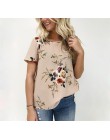 INDJXND nowy przyjazd lato bluzka kobiet topy kwiatowy Print koszule eleganckie na co dzień z krótkim rękawem Boho plaża luźne B