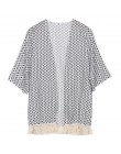 Gorąca sprzedaż lato styl Blusas 2018 kobiet kitki Kimono Vintage Plaid z nadrukiem sweter na co dzień luźne Batwing rękawem top