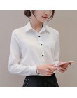 Kobiety urząd Lady koszule topy wiosna moda z długim rękawem Slim biała szyfonowa bluzka koszula Femme Blusa Feminina na co dzie