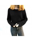 Jesień zima kobiety swetry i pulowery koreański styl z długim rękawem casual crop sweter slim stałe swetry z dzianiny sweter muj