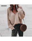 Casual sweter z dzianiny kobiet Streetwear V Neck z długim rękawem swetry luźne trwały płaszcz 2019 jesień zima moda damska swet