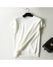 Lato z krótkim rękawem w paski sweter kobiet sweter z dzianiny 2019 swetry O-Neck topy koreański Pull Femme Jumper kobiet biały 