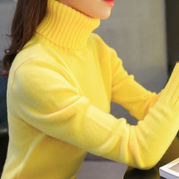 2018 nowy jesień zima kobiety swetry z dzianiny swetry z golfem z długim rękawem jednolity kolor szczupła elastyczna krótki swet
