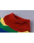 Simenual Rainbow swetry z golfem kobiet zima 2018 swetry z dzianiny ubrania moda paski sweter oversize kobiet sprzedaż