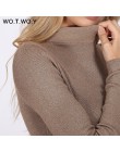 WOTWOY błyszczące Lurex sweter z golfem kobiet sweter z dzianiny Slim 2019 zima swetry kaszmirowe swetry damskie podstawowe czar