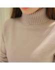 2018 nowy jesień zima kobiety swetry z dzianiny swetry z golfem z długim rękawem jednolity kolor szczupła elastyczna krótki swet
