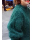 2019 zima nowe mody zagęszczony ciepły sweter z golfem moher kobiecy sweter latarnia rękaw Casual jednolity kolor Slim prosty sw