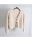 Elegancki sweter damski rozpinany na co dzień z dekoltem w kształcie litery V z dzianiny