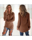 Swetry 2019 jesień zima kobiety O-Neck sweter luźny z dzianiny damskie sweter kobiet Plus rozmiar dorywczo jednolity kolor plusz