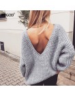 Rugod 2019 nowy Sexy Backless sweter w szpic kobiet sweter jesień zima Casual sweter z dzianiny Femme Tricot Pullover bluzy