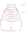 Oryginalny Design różowy kołnierz łuk stanik z uprzężą Kawaii otwarte klatki piersiowej Bondage ciała klatka pastelowe gotyckie 