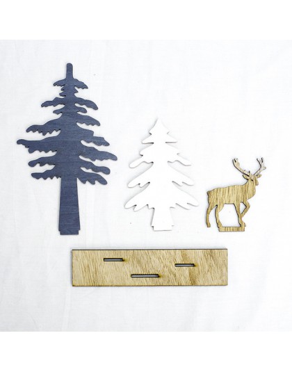 Drewniana choinka renifer boże narodzenie dekoracje  ozdoby świąteczne dla dzieci