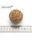 Lucia rzemiosło 6 sztuk 3 cm/5 cm złoto Vintage wiklinowy trzciny cukrowej piłka boże narodzenie ogrody domu Patio Ornament DIY 