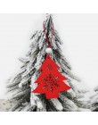 HUADODO 6 sztuk czerwony i biały drewniane drzewo Deer Snowman ozdoby świąteczne zawieszki ozdoby na boże narodzenie drzewo stro