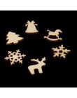 100 sztuk boże narodzenie dekoracje drewniane płatek śniegu boże narodzenie drzewo Deer Trojan naturalne drewniane choinka bożon