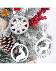 3 sztuk/partia srebrny biały Deer Snowflake drewniane zawieszki świąteczne dekoracje DIY drewniane ozdoby świąteczne ozdoby fest
