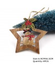 4 sztuk gwiazda drukowane drewniane zawieszki ozdoby ozdoba na choinkę DIY drewniane rzemiosła dzieci prezent dla domu dekoracje