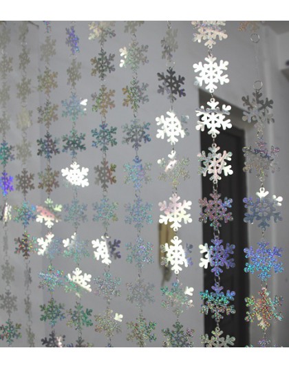 Świąteczne dekoracje do domu kurtyny duże płatki śniegu laserowe cekiny pcv brokat cekiny zasłony boże narodzenie ozdoby choinko