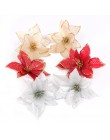 10 sztuk czerwony brokat Poinsettia kwiat boże narodzenie ozdoby choinkowe ozdoby świąteczne dla domu boże narodzenie nowy rok d