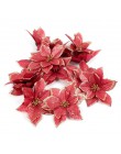 10 sztuk czerwony brokat Poinsettia kwiat boże narodzenie ozdoby choinkowe ozdoby świąteczne dla domu boże narodzenie nowy rok d
