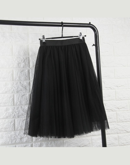 TingYiLi Tulle Spódnice Kobiet Czarny Szary Biały Dorosłych Tulle Spódnica Elastyczna Wysokiej Talii Plisowane Midi Spódnica 201