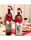 Nowy 2 sztuk/zestaw boże narodzenie wina pokrowiec na termofor zestaw Santa Claus dekoracje na butelki z czapkami Xmas domu deko