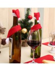 Nowy 2 sztuk/zestaw boże narodzenie wina pokrowiec na termofor zestaw Santa Claus dekoracje na butelki z czapkami Xmas domu deko